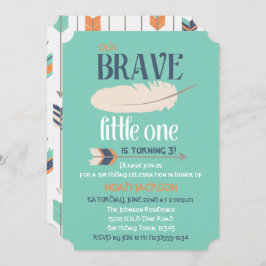 Tribal Arrow en Feather verjaardagsfeestje blauw g Kaart