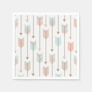 Tribal Arrow Gray Pink Blue Paper Napkins Servetten