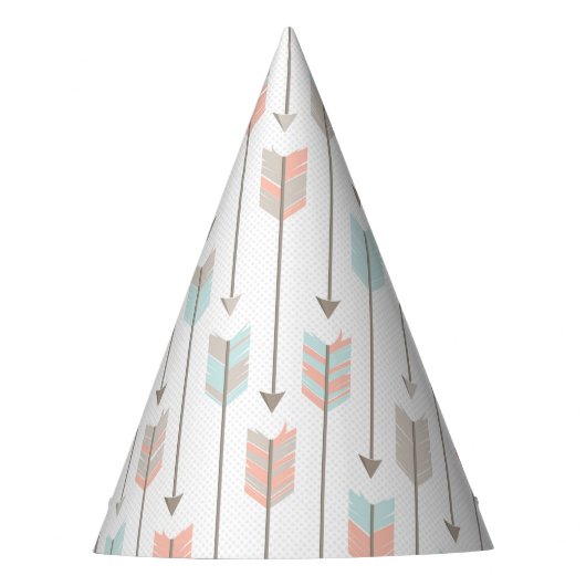 Tribal Arrow Grey Roze Blauw Verjaardagsfeest Pet Feesthoedjes (Voorkant)