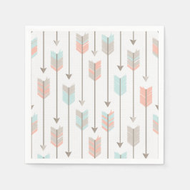 Tribal Arrow Grijs Roze Blauw Papier Servetten