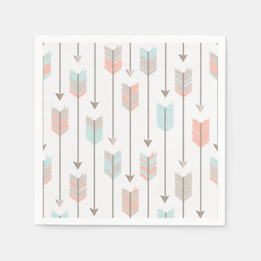 Tribal Arrow Grijs Roze Blauw Papier Servetten (Voorkant)