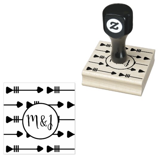 Tribal Arrow Initiaal Wedding Logo Design Stamp Rubberstempel (Gestempeld)