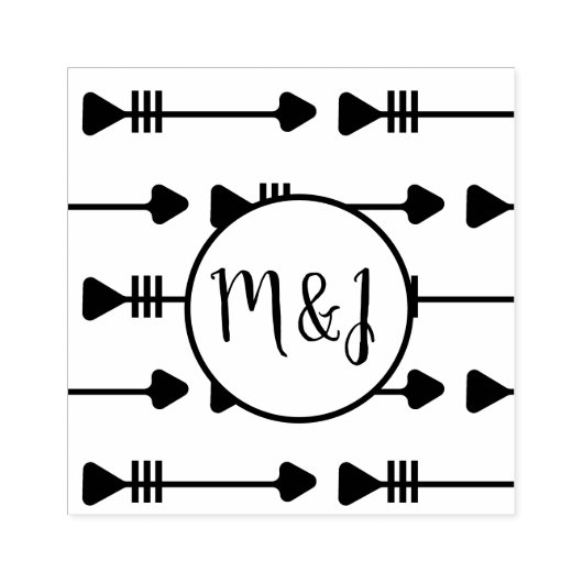 Tribal Arrow Initiaal Wedding Logo Design Stamp Rubberstempel (Afrduk)