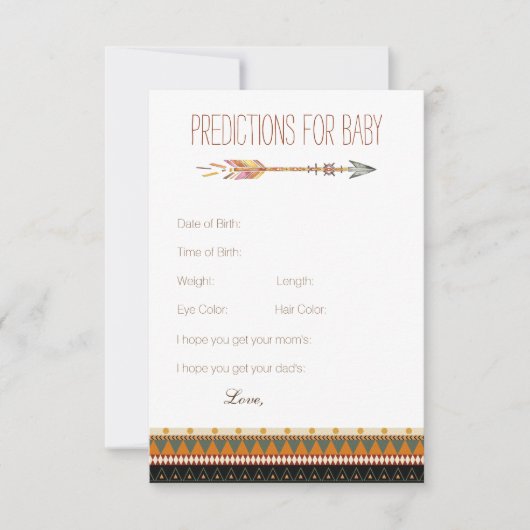 Tribal Arrow Predictions Advies Kaarten Baby showe (Voorkant)