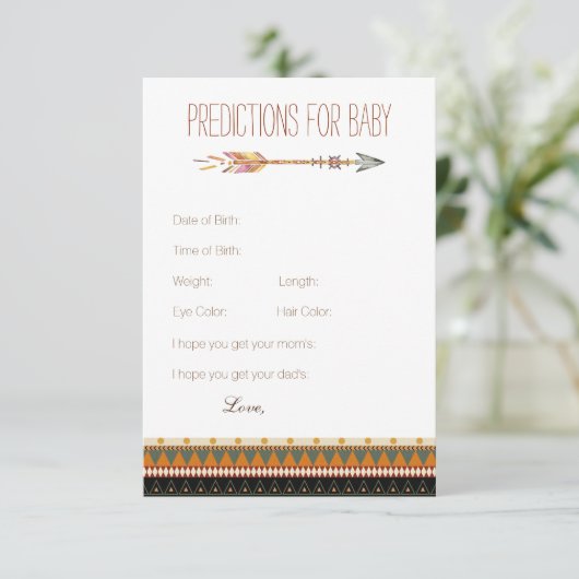 Tribal Arrow Predictions Advies Kaarten Baby showe (Staand voorkant)