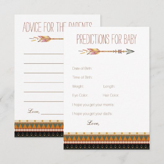 Tribal Arrow Predictions Advies Kaarten Baby showe (Voorkant / Achterkant)