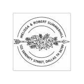 Tribal Arrow Roos Flowers Round Family Address Rubberstempel (Afrduk)