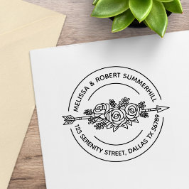 Tribal Arrow Roos Flowers Round Family Address Rubberstempel