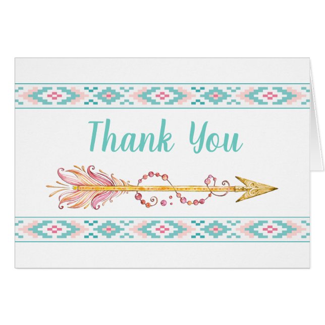 Tribal Arrow Tepee Dank u kaarten (Voorkant Horizontaal)