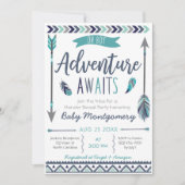 Tribal Arrows Adventure Boy Baby shower Invitation Kaart (Voorkant)