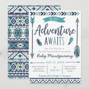 Tribal Arrows Adventure Boy Baby shower Invitation Kaart