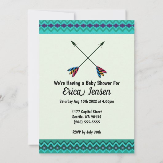Tribal Arrows Baby shower Abstract blauw en groen Kaart (Voorkant)
