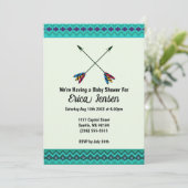Tribal Arrows Baby shower Abstract blauw en groen Kaart (Staand voorkant)