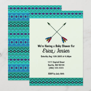 Tribal Arrows Baby shower Abstract blauw en groen Kaart