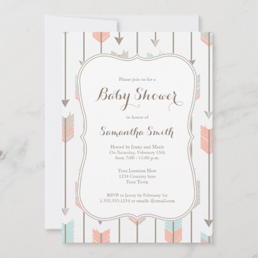 Tribal Arrows Baby shower Invitation Kaart (Voorkant)