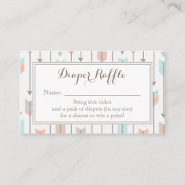 Tribal Arrows Baby shower Luier Raffle Ticket Informatiekaartje