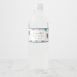 Tribal Arrows Baby shower of Birthday Blue Green Waterfles Etiket