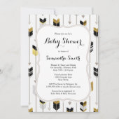 Tribal Arrows Baby shower Zwart Goud Grijs Kaart (Voorkant)