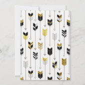 Tribal Arrows Baby shower Zwart Goud Grijs Kaart (Achterkant)