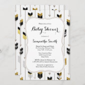 Tribal Arrows Baby shower Zwart Goud Grijs Kaart (Voorkant / Achterkant)