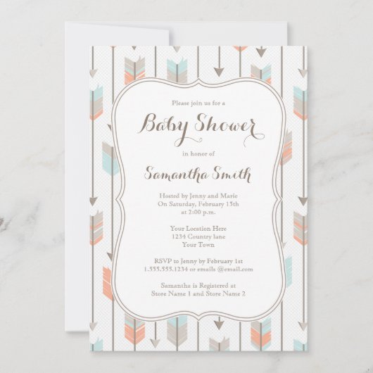 Tribal Arrows Boy Baby shower Invitation Kaart (Voorkant)