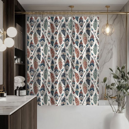 Tribal Arrows Curtain Rustic Ethnic Bath Accent Douchegordijn