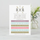TRIBAL ARROWS | GOLD- EN MINTWEDINGINVITATIE KAART (Staand voorkant)