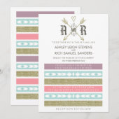 TRIBAL ARROWS | GOLD- EN MINTWEDINGINVITATIE KAART (Voorkant / Achterkant)