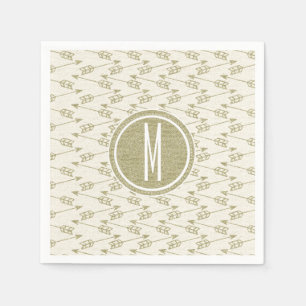 Tribal Arrows Gold Glitter Monogram Servetten