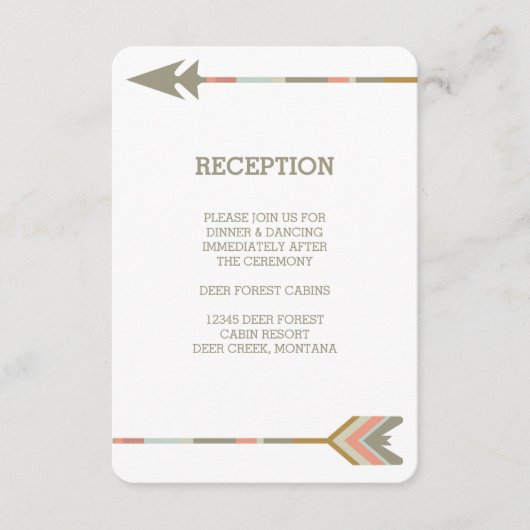 TRIBAL ARROWS | RUSTIC WEDDING RECEPT INVITE INFORMATIEKAARTJE (Voorkant)