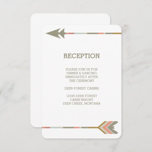 TRIBAL ARROWS | RUSTIC WEDDING RECEPT INVITE INFORMATIEKAARTJE (Voorkant / Achterkant)