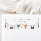 Tribal Arrows Sinaasappel Blauw en Grijs Retouradr Etiket (Insitu)