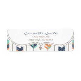 Tribal Arrows Sinaasappel Blauw en Grijs Retouradr Etiket