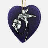 Tribal Art Bird Motif on Blue Keramisch Ornament (Links)