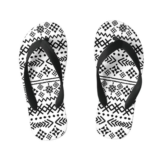Tribal art boho: geometrisch naadloos. kinder teenslippers (Voetbed)