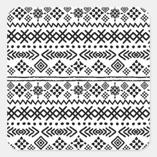 Tribal art boho: geometrisch naadloos. vierkante sticker (Voorkant)