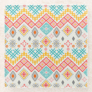 Tribal art: boho geometrische print. glazen onderzetter