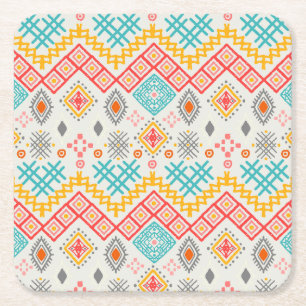 Tribal art: boho geometrische print. kartonnen onderzetters