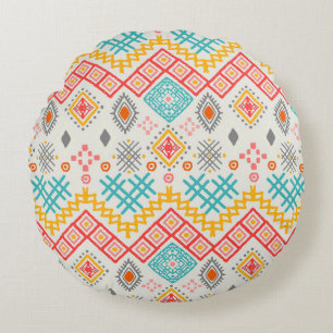 Tribal art: boho geometrische print. rond kussen