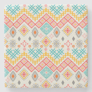 Tribal art: boho geometrische print. stenen onderzetter