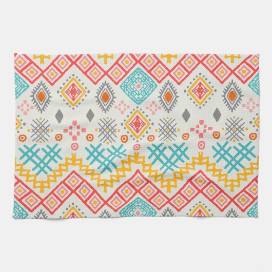 Tribal art: boho geometrische print. theedoek (Horizontaal)