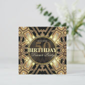 Tribal Art Deco Gold Glow 50th Birthday Invitation Kaart (Staand voorkant)