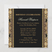 Tribal Art Deco Gold Glow 50th Birthday Invitation Kaart (Achterkant)