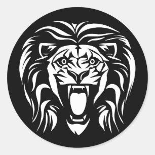 Tribal Art Roaring Lion Ronde Sticker