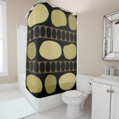 Tribal Art Rock Pattern Black Beige Douchegordijn (In situ)