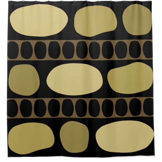 Tribal Art Rock Pattern Black Beige Douchegordijn (Voorkant)