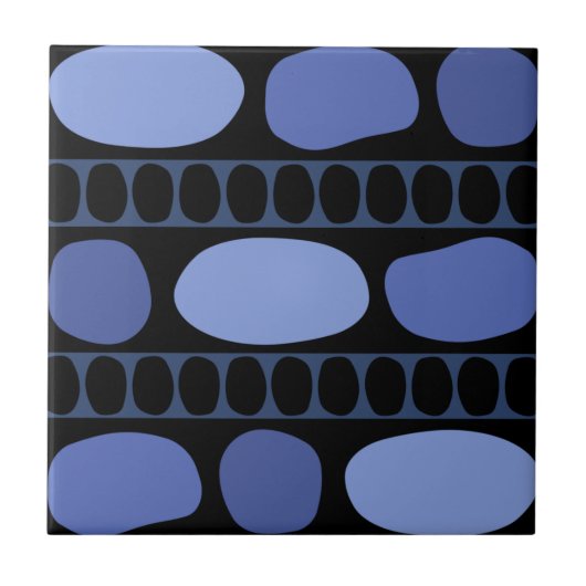 Tribal Art Rock Pattern Black Blue Tegeltje (Voorkant)