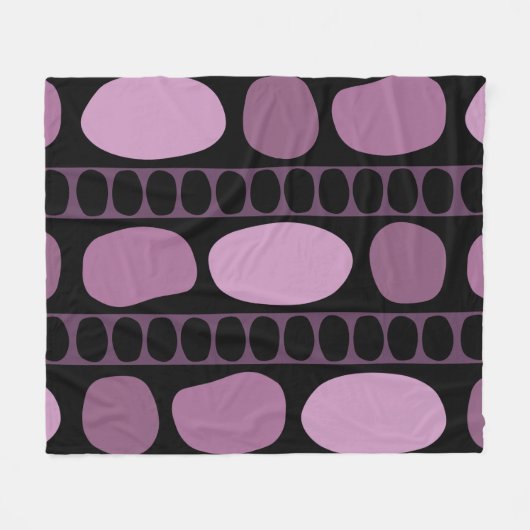 Tribal Art Rock Pattern Black Mauve Fleece Deken (Voorkant (Horizontaal))