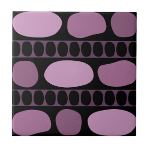 Tribal Art Rock Pattern Black Mauve Tegeltje
