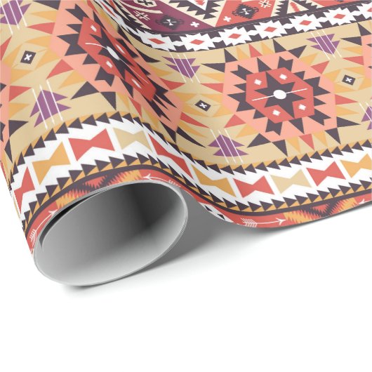 Tribal Aztec Art Pattern Wrapping Paper Cadeaupapier (Rol Hoek)